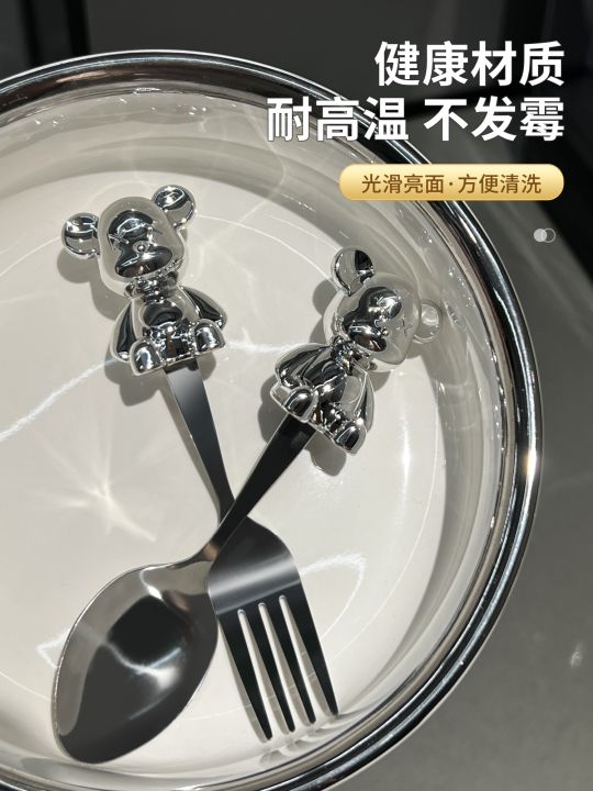 durable-and-practical-muji-creative-household-bear-stainless-steel-fruit-fork-child-safety-fruit-sign-cake-dessert-fork-with-ins-style-high-end