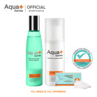 (ส่งฟรี) AquaPlus Skin-Enhancing Water Essence 140 ml. &amp; Purifying Cleansing Water 150 ml. (ฟรี Ultra-Fine Hydration Pads) เอสเซนส์น้ำตบ คลีนซิ่ง และแผ่นสำลีไฟเบอร์สำหรับมาสก์ห