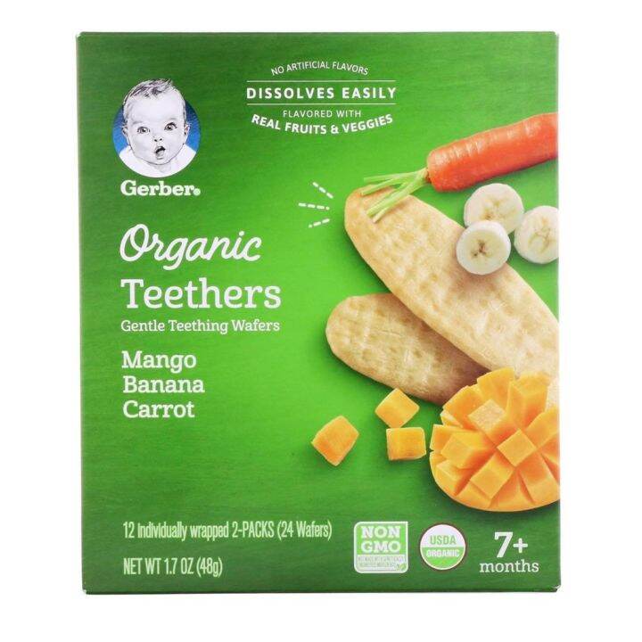 Gerber USA Organic Teethers Gentle Teething Wafers 7 Months Mango