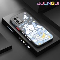 Jjlingji เคสสำหรับ VIVO Y15s Y15a เคส Y01ลายการ์ตูนเครื่องดื่มเย็นลอเรลสุนัขดีไซน์ใหม่ขอบสี่เหลี่ยมบางมีน้ำค้างแข็งโปร่งใสกันกระแทกเคสมือถือแข็งปลอกซิลิโคนคลุมทั้งหมดเคสป้องกันกล้องนุ่ม