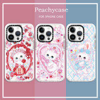 เคสโทรศัพท์กระต่ายกระต่ายบันนี่ลายสตรอเบอร์รี่แมวน่ารักใช้ได้กับ iPhone 15 14 13 12 Pro Max 11 15Plus ฝาหลังเคสมือถือกันตก