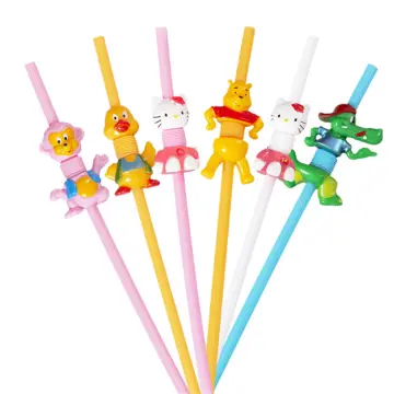 10pcs Reusable Drinking Straws Novelty Dinosaur Party Straws Curly