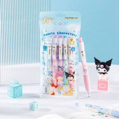 New 5PCS Sanrio quick-dry gel pen 0.5mm black Click pen student stationery Melody Kuromi POCHACCO Hello Kitty