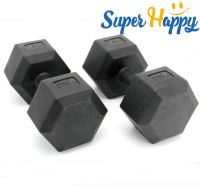 ?PVC Hex Dumbbell 7.5KG x2 ดัมเบล 7.5กก.แพ็คคู่ ดัมเบลหกเหลี่ยม ดัมเบลยาง สีดำ (1 คู่)?