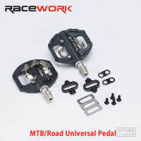 RACEWORK MTB จักรยานเหยียบ 2 In 1 Anti-SLIP ล็อคเหยียบจักรยานเสือภูเขา Self-Locking Pedals ที่ใช้งานได้ SPD จักรยานอุปกรณ์เสริม-nxfnxfnxghnxgb