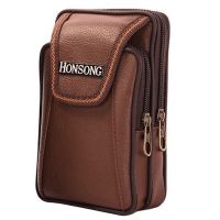 TRUSTY กระเป๋าโทรศัพท์ 6.2 นิ้ว กระเป๋าร้อยเข็มขัด กระเป๋าคาดเอว Waist Belt Bag 2556 Vertical Brown