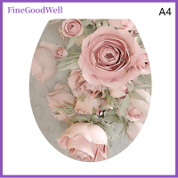 FineGoodWell WC สติ๊กเกอร์ติดฝาครอบกระทะแท่นม้านั่งสำหรับห้องน้ำสติกเกอร์ติดห้องน้ำการตกแต่งบ้านตกแต่งห้องน้ำรูปลอกวิวดอกไม้พิมพ์3D