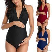 ۞◙ Maternidade roupa de banho peça halter v pescoço gravidez monokini maiôs mulher grávida biquíni maiô tankinis beachwear