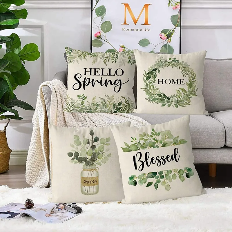 18X18 Spring Decorations Flowers Pillowcase Farmhouse Throw Pillow ...