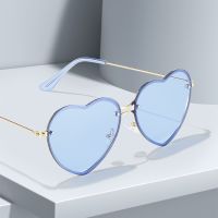 ☢ Heart Shaped Sunglasses Metal Women Brand Designer Fashion Rimless LOVE Clear Ocean Lenses Sun Glasses Oculos UV400