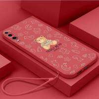 เคส Huawei P30 Huawei P20เคสนิ่มใส่โทรศัพท์ซิลิโคนเหลวป้องกันเคสกันกระแทกมือถือเรียบเนียนตัวการ์ตูนน่ารักหมีพร้อมสายคล้อง