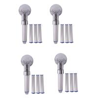 4 Set Negative Ions Bathroom Handheld Shower Water Saving Head Set with 12 Filters High Pressure