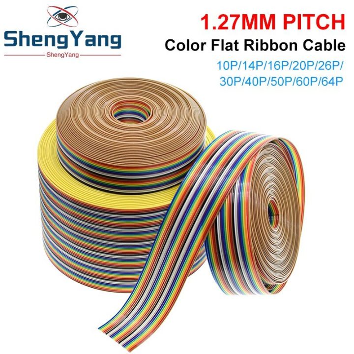 1meter-10p-12p-14p-16p-20p-26p-34p-40p-50p-1-27mm-pitch-color-flat-ribbon-cable-rainbow-dupont-wire-for-fc-dupont-connector