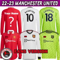 เสื้อเจอร์ซีย์แขนยาว22/23ผู้ชาย United ใส่อยู่บ้านเสื้อแข่งฟุตบอลที่สามสั่งทำชื่อ2022 2023 MU เสื้อเสื้อเจอร์ซีย์เตะฟุตบอลผู้ชายโรนัลโด