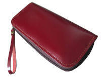 Thai Genuine Long Wallet Arround Zipped กระเป๋าหนังวัวแท้เป็นกระเป๋าทรงยาวมีซิปรอบ ใบเดียวเอาอยู่  สีน้ำตาลแดง   maxam design