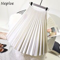 Neploe Hong Kong Style Vintage Skirts Woman Solid Color Pleated Skirt Female High Waist Large Hem Autumn Winter New Mujer Faldas