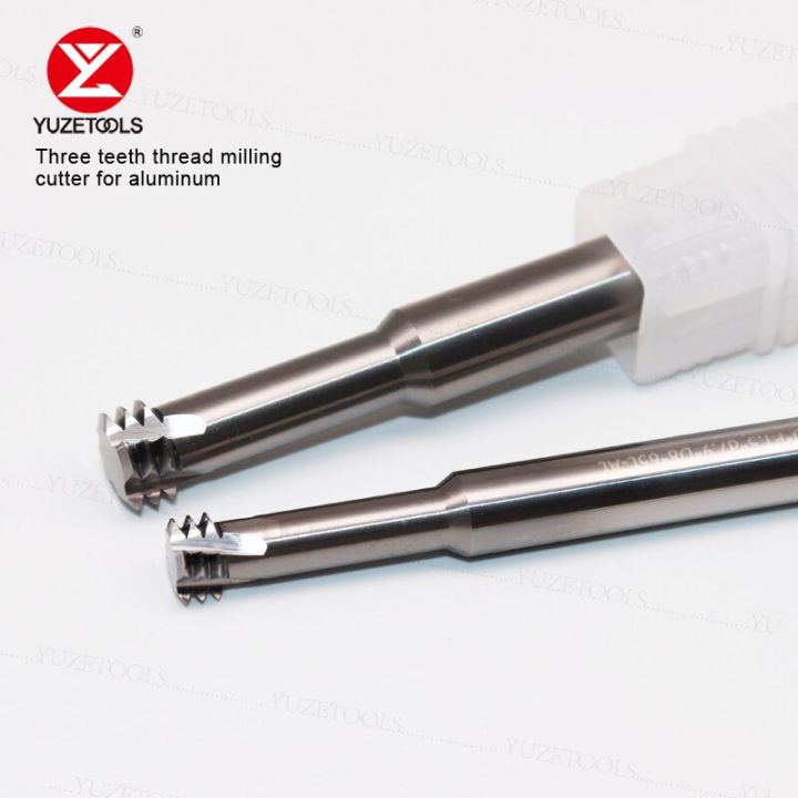 yuzetools-cnc-ทังสเตนเหล็กสามเกลียวตัดมิลลิ่งสําหรับอลูมิเนียม-m1-m1-2-m1-4-m1-6-m2-m2-5-m3-m8-m10-m12-เครื่องตัดมิลลิ่ง