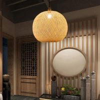 3X Woven Bamboo Pendant Light Chandelier Rattan for Living Room Bar Retro Woven Pendant Light