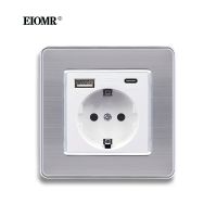 【NEW Popular89】 EIOMR NewPowerwith USBPanelWall86mmx86mm110V 250V 16A ผนังซ็อกเก็ตฝังตัว