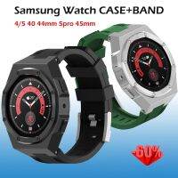 สําหรับ Samsung Watch 6/5/4 40 44mm 5pro 45mm Stainless Steel เคส Rubber Strap Modification Kit อุปกรณ์เสริมอัจฉริยะ Samsung 6 44 mm