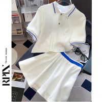 COD RPIN Casual Set Womens Summer Korean Style Fashionable Age-reducing Polo Shirt Contrast Color Short-sleeved T-shirt Skirt Two-piece Set