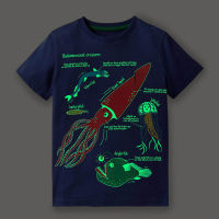 Baby Boys Tshirt Ocean Sea World Luminous Fluorescent Tshirts Kid Boy T-Shirts 1ถึง7 Years