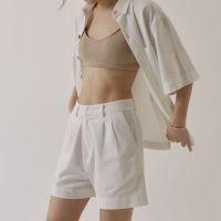 RUMON OFFICIAL - Linen Blend Bermuda Shorts กางเกงลินินขาสั้น