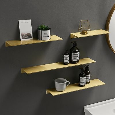 ✾ Brushed Gold Black White Bathroom Storage Rack 30-50cm Modern Bathroom Shelves Kitchen Wall Shelf Home Accessories