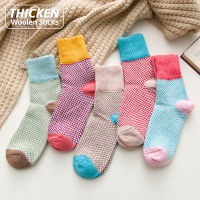 HSS Brand Thicken Women Winter Socks Warm Rabbit Wool Girls Sox High Quality Cotton Casual Harajuku Stars Pattern socks 5Pairs