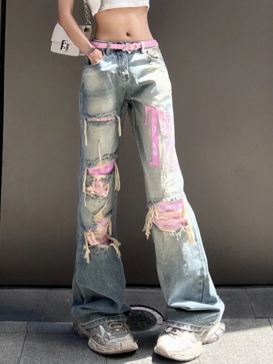 cc-fashion-pink-washed-ripped-straight-jeans-street-hip-hop-ladies-new-waist-wide-leg-trousers