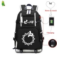 qanime The Seven Deadly Sins Backpack Charge lumious Laptop Backpack School Bags for Teenage Girls Boy Large Travel Bags