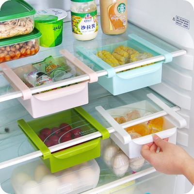 【CW】 Refrigerator Storage Holder With Layer Partition Hanging Saver Shelf Rack Fridge Pull-out Organiser