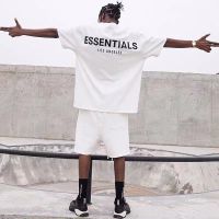 Top Quality FEAR OF GOD FOG ESSENTIALS Los Angeles limited edition 3M reflective short-sleeved T-shirt loose