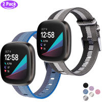 DLTECH 2 Pack Fitbit Sense Fitbit Versa 3สำหรับผู้หญิงผู้ชายคลาสสิกเปลี่ยน Breathable สายผ้าทอไนลอนสำหรับ Fitbit Sense/Versa 3สมาร์ทวอท์ชขนาดใหญ่ขนาดเล็ก