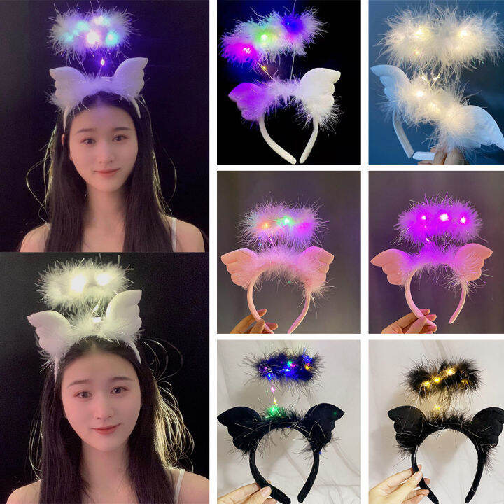 2022 New LED Flashing Angel Halo Ring Headband Women Girls Lighted