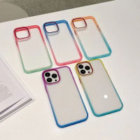 เคสหลังใสขอบสีทู โทน Case iPhone 14 14Plus 14Pro 14ProMax เคสกันกระแทก ไล่สี ขอบนิมหลังแข็ง เคสไอ โฟน ทุกรุ่น