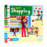 Busy shopping busy shopping mall English original picture book push-pull sliding mechanism operation cardboard book childrens English Enlightenment childrens interesting games toy book early education parent-child interaction Campbell