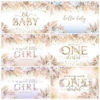 Mocsicka Oh Baby Shower Customize Backdrop 1st Birthday Party Decoration Bohemian Baptism Grass Photo Background Newborn Banner Banners Streamers Conf