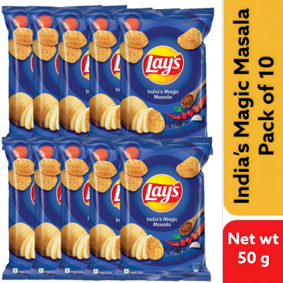 Lays Indias Magic Masala 50 g Pouch. (PACK OF 10)