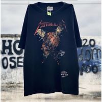 High Street Metallica Mace Skull Tour Mace Skull Limited Vintage Heavy Washing Distressed Casual Short Sleeve Round Neck T-Shirts for Men and Women