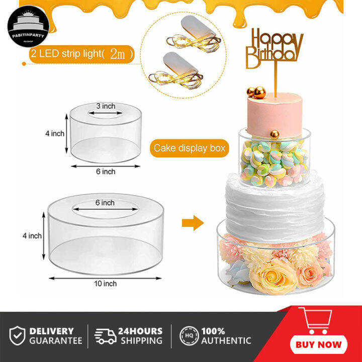 Clear Acrylic Separtor Fillable Cake Tillers Baking Cake Tray Cake