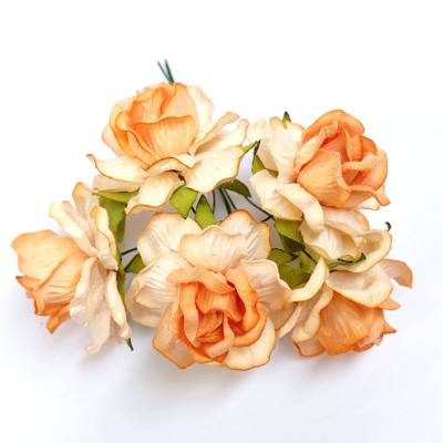 5 ดอก /  ดอกไม้กระดาษ (OR2) ดอกไม้ประดิษฐ์ ดอกกุหลาบ 45 มม มีหลายสี ดอกไม้กระดาษสา ดอกไม้ทำมงกุฎ