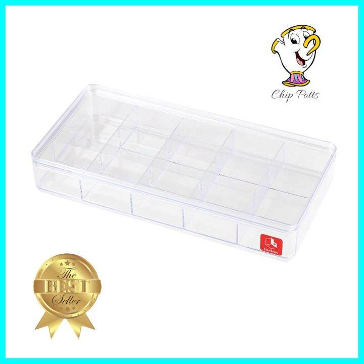 กล่องแบ่งช่อง-15-ช่อง-boxbox-bb010415-13-5x28-2x4-8-ซม-สีใสstorage-box-with-15-compartments-boxbox-bb010415-13-5x28-2x4-8cm-clear-คุ้มที่สุดแล้วจ้า