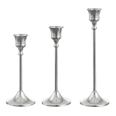 【CW】Candle Holder Silver Taper Candlesticks Wedding Dinning Party Table Decorative Candela Modern Holder