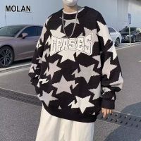 MOLAN เสื้อสเวตเตอร์แขนยาวสวมหัวผู้ชายเสื้อกันหนาวรูปดาวใหม่สำหรับเสื้อลำลองหลวมหรูหราเสื้อสเวตเตอร์แฟชั่นของในฤดูใบไม้ร่วงผู้ชาย