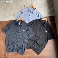 Under Armour เสื้อยืดออกกำลังกายชาย,เสื้อแขนสั้นผ้าไหมน้ำแข็งแห้งเร็วเสื้อโปโลเสื้อคลุมสันทนาการเสื้อแขนสั้นมีปกได้ง่ายสำหรับฤดูร้อน