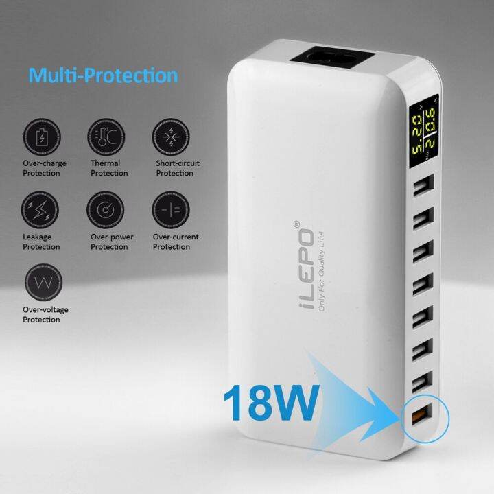 60w-8พอร์ต-usb-r-qc-3-0ฮับจอแสดงผลแอลอีดีเร็ว-usb-หลากหลายแท่นชาร์จ-usb-รวดเร็วโทรศัพท์มือถือเดสก์ท็อป-r