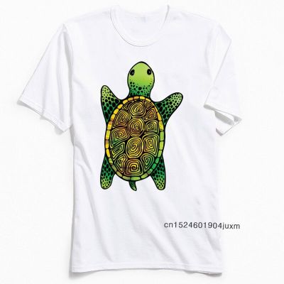 Painted Men T Shirt Watercolor Turtle Top T-Shirts For Adult Lovers Day Tees New Design Tshirt Crew Neck 100% Cotton White