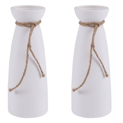 2X White Ceramic Vase Minimalist Style Decoration,Modern Home Decoration Porcelain Vase Matte Design (B Style)