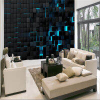 【 Cw】modern Technology Mural Wallpaper For Office Esports Hall Living Room Wall Paper 3D Blue Light Shining Black Mural Internet Cafe